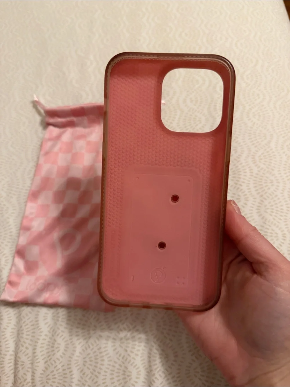 Loopy Case iPhone 14 Pros max  Pink Checkerboard Grip Phone Case  Missing loop!!